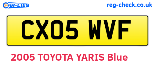 CX05WVF are the vehicle registration plates.