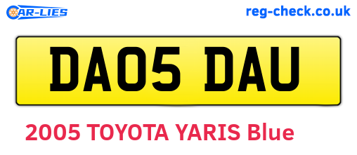 DA05DAU are the vehicle registration plates.