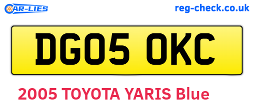 DG05OKC are the vehicle registration plates.