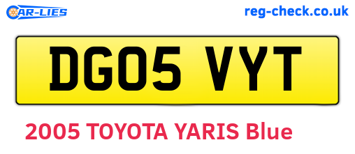 DG05VYT are the vehicle registration plates.