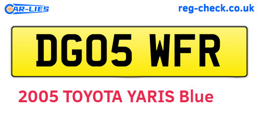 DG05WFR are the vehicle registration plates.