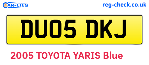 DU05DKJ are the vehicle registration plates.