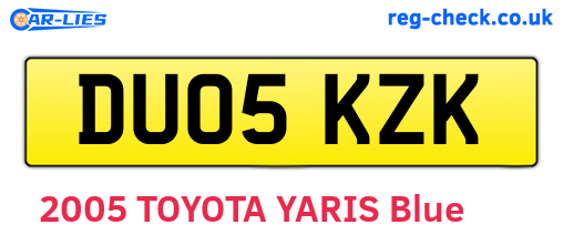 DU05KZK are the vehicle registration plates.