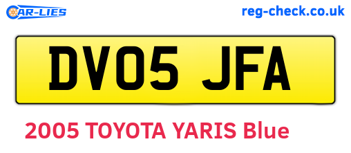 DV05JFA are the vehicle registration plates.