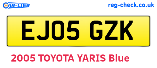 EJ05GZK are the vehicle registration plates.