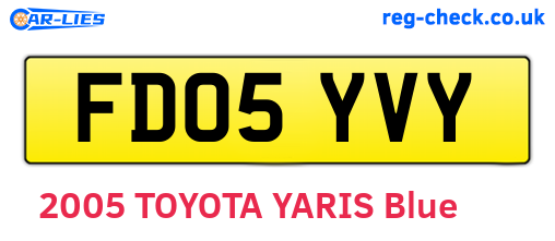 FD05YVY are the vehicle registration plates.