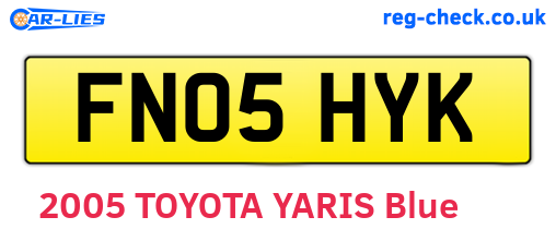 FN05HYK are the vehicle registration plates.