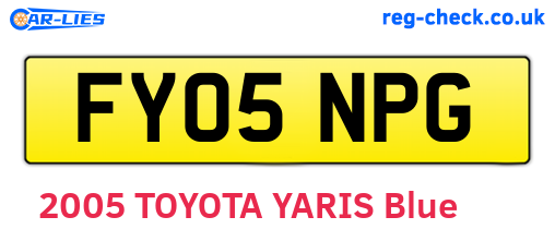 FY05NPG are the vehicle registration plates.