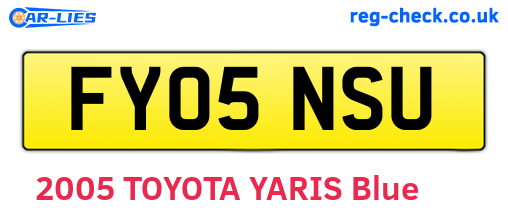 FY05NSU are the vehicle registration plates.