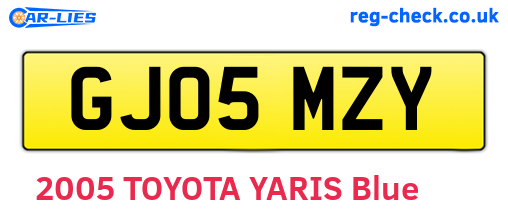 GJ05MZY are the vehicle registration plates.