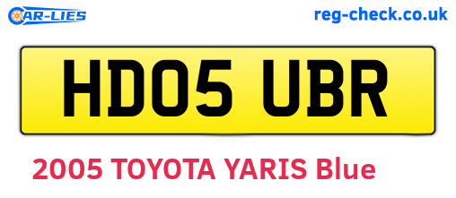 HD05UBR are the vehicle registration plates.