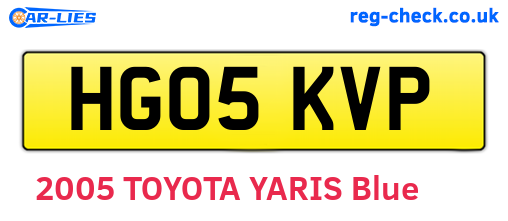 HG05KVP are the vehicle registration plates.