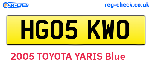HG05KWO are the vehicle registration plates.
