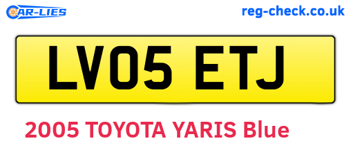 LV05ETJ are the vehicle registration plates.
