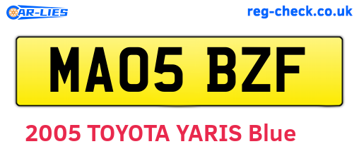 MA05BZF are the vehicle registration plates.