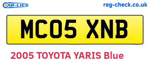 MC05XNB are the vehicle registration plates.