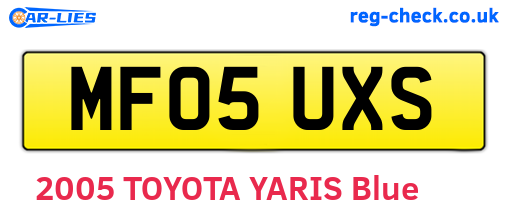 MF05UXS are the vehicle registration plates.