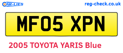 MF05XPN are the vehicle registration plates.