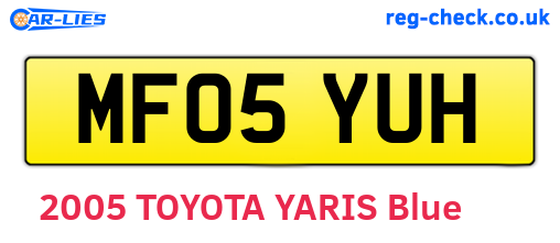 MF05YUH are the vehicle registration plates.