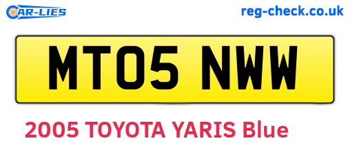 MT05NWW are the vehicle registration plates.
