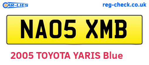 NA05XMB are the vehicle registration plates.