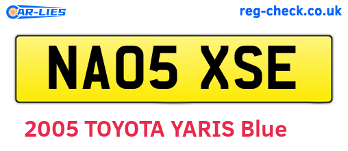 NA05XSE are the vehicle registration plates.