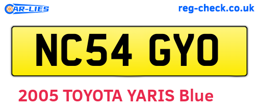 NC54GYO are the vehicle registration plates.