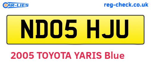 ND05HJU are the vehicle registration plates.