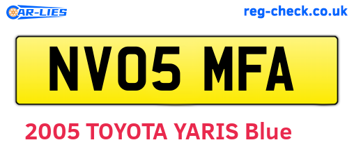 NV05MFA are the vehicle registration plates.