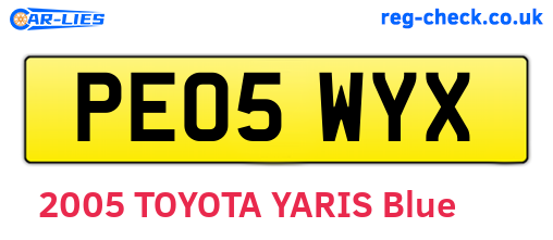 PE05WYX are the vehicle registration plates.