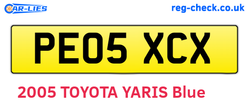 PE05XCX are the vehicle registration plates.