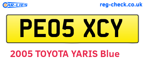 PE05XCY are the vehicle registration plates.