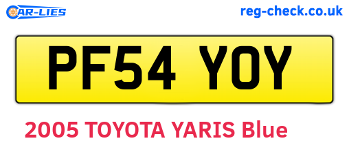 PF54YOY are the vehicle registration plates.