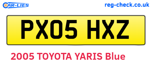 PX05HXZ are the vehicle registration plates.