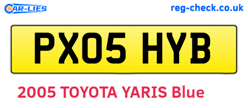 PX05HYB are the vehicle registration plates.