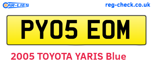 PY05EOM are the vehicle registration plates.