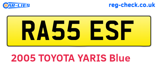 RA55ESF are the vehicle registration plates.