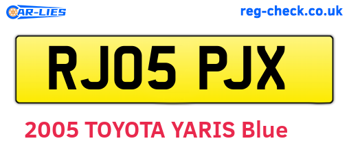 RJ05PJX are the vehicle registration plates.