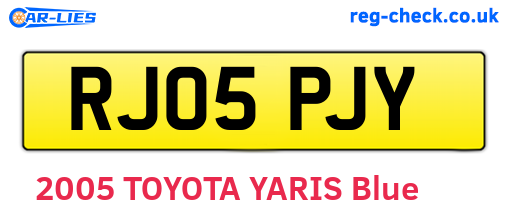 RJ05PJY are the vehicle registration plates.