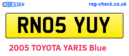 RN05YUY are the vehicle registration plates.