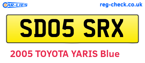 SD05SRX are the vehicle registration plates.