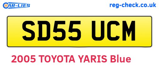 SD55UCM are the vehicle registration plates.