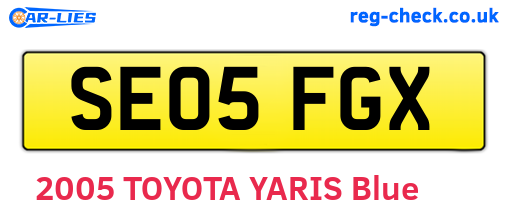 SE05FGX are the vehicle registration plates.