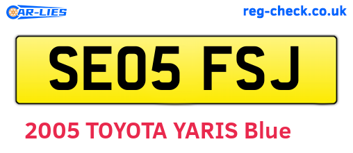 SE05FSJ are the vehicle registration plates.