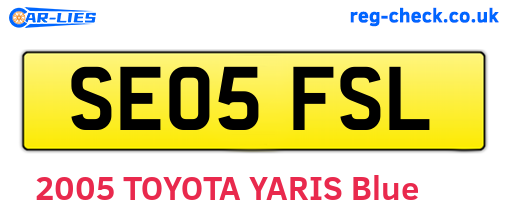 SE05FSL are the vehicle registration plates.