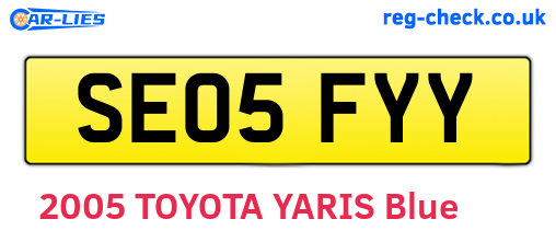SE05FYY are the vehicle registration plates.
