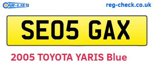 SE05GAX are the vehicle registration plates.
