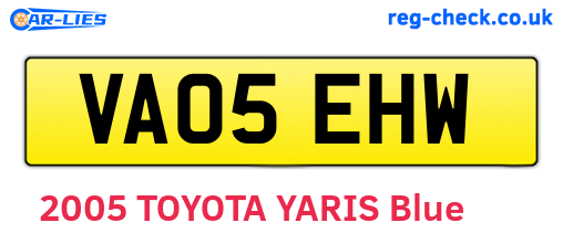 VA05EHW are the vehicle registration plates.