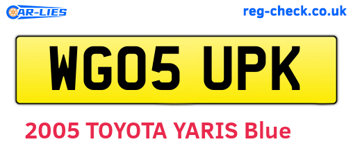 WG05UPK are the vehicle registration plates.