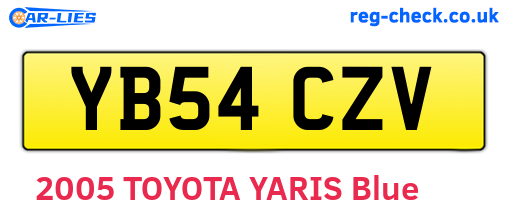 YB54CZV are the vehicle registration plates.